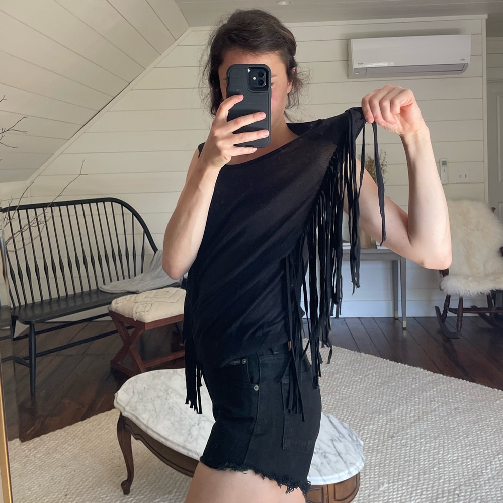 Trouve cotton fringe sleeveless top